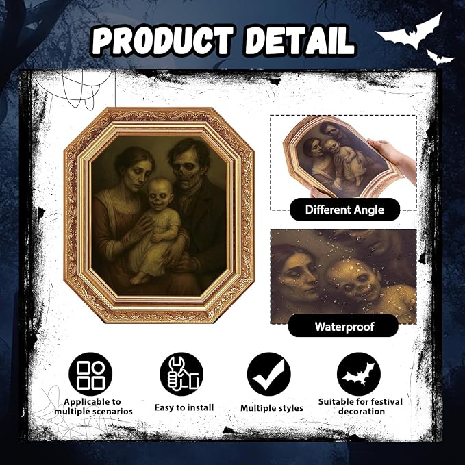 Halloween Decorations Indoor Scary Wall Decor, 10Piece Poster Creepy Frames Portraits Pictures, Gothic Decor Horror Castle Haunted House Mansion Decor Decoration Party Supplies
