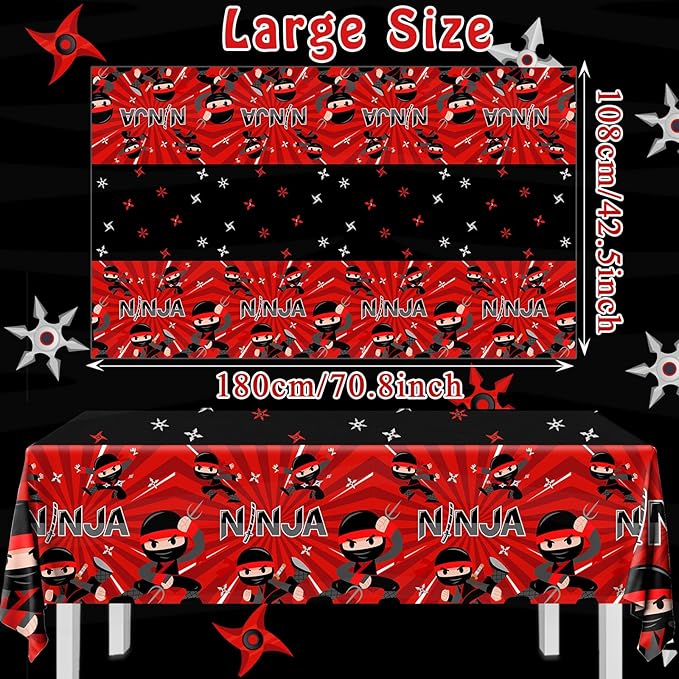 3pcs Ninja Birthday Tablecloths,Ninja Birthday Party Decoration Karate Theme Table Covers Waterproof Rectangle for Kid Master Birth-Day Party Supplies