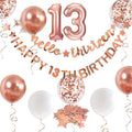 Rose Gold Hello Thirteen Happy 13th Birthday Banner Garland Foil Balloon 13 for 13 Birthday Decorations Official Teenager 13th Birthday Decor for Teen Girls 13 Year Old Birthday Party