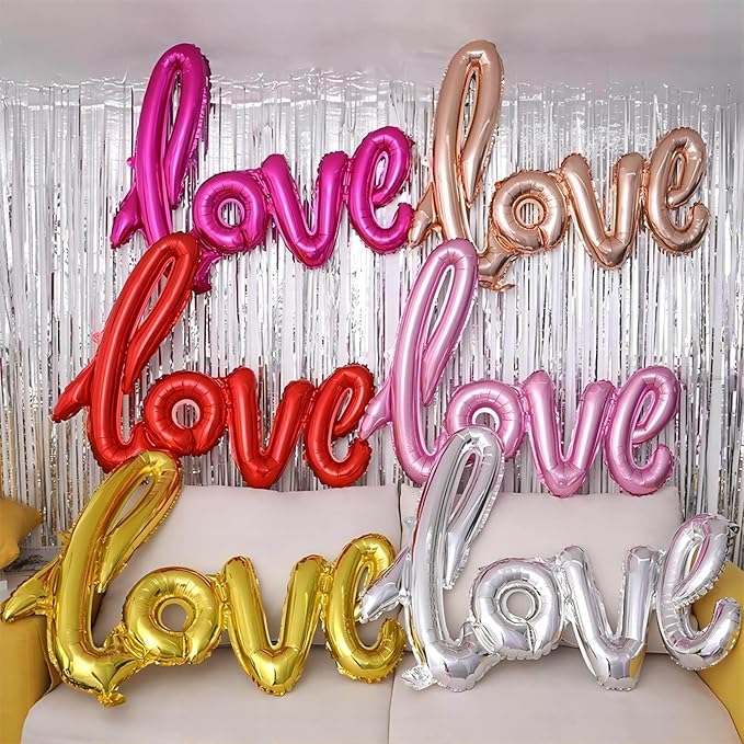 5 Pcs Hot Pink Heart Shaped Balloons Hot Pink Love Valentine Balloons for Valentines Day Bridal Shower Wedding Party Decorations