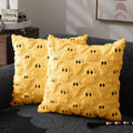 DFXSZ Halloween Pillow Covers 18x18 inch Set of 2 Yellow Ghost Throw Pillow Cases Soft Plush Faux Fur Wool Couch Cushion Case for Chair Sofa Bedroom Living Room Home Decor PTK03H18