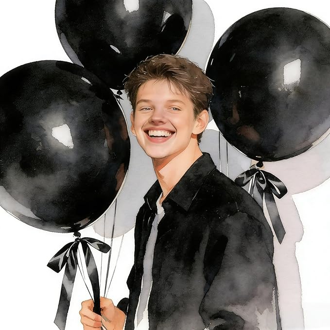 45 Pcs Black Big Balloons 18 Inch Bulk Latex Balloon for Birthdays Weddings Party Decorations