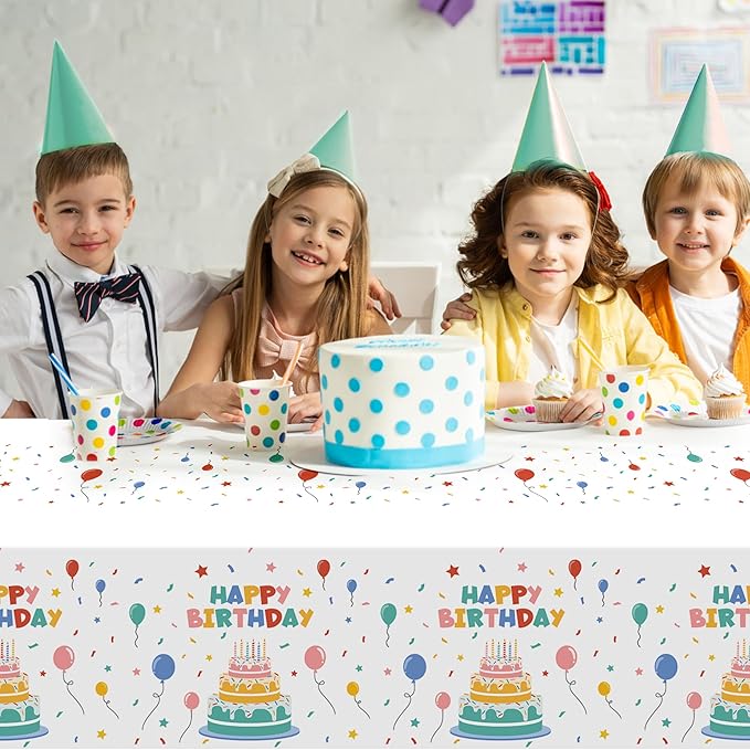 Childom 2 PCS Disposable Rectangular Tablecloths,Birthday Tablecloths, Waterproof Rectangular Table Cloths Suitable for Baby Party Decoration, 54" x 108" Disposable Plastic Table Cloths