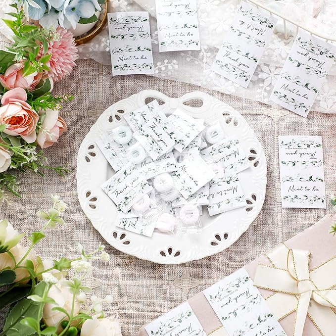 200 Pcs Wedding Party Favors Mint to Be Mints Candy Favor Stickers Individually Wrapped Mint Toppers Wedding Gifts Tags Decoration for Guests