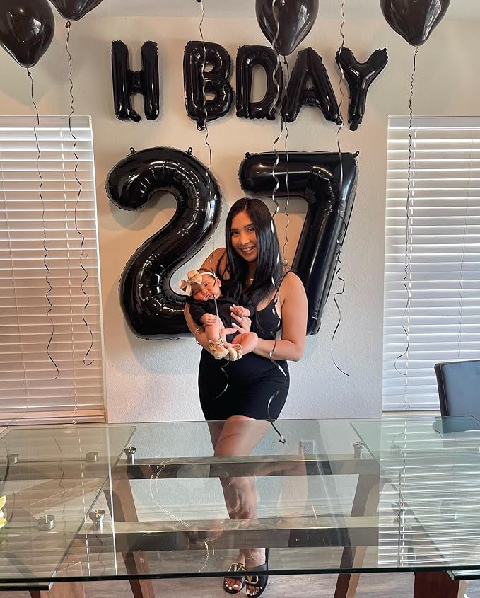 Black Number 7 Balloon 40 Inch, 7 Balloon Number, 7th Birthday Decorations, Black Party Supplies for Boys Girls