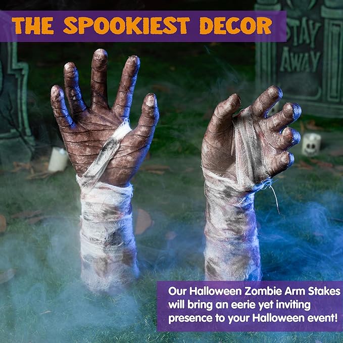 JOYIN Halloween Outdoor Decorations Zombie Arm Yard Stakes Ground-Breaker, Stakes for Halloween Outdoor Graveyard Yard Lawn Decorations