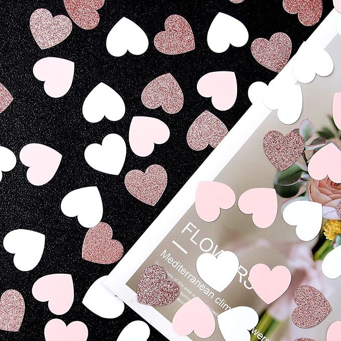 Rose-Gold Pink Valentines-Day Decorations Heart-Confetti - 200pcs Mothers Day Brunch Engagement Bachelorette Table Decor,Wedding Baby Shower Birthday Glitter Paper Party Confetti Lasting Surprise