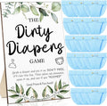 Roowest 51 Pcs Dirty Diaper Baby Shower Games Funny Wooden Sign with 50 Pcs Mini Diapers Cute Felt for Gender Reveal Party Baby Shower(Greenery Blue)
