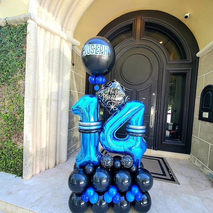 40 Inch Large Numbers Balloon, 4 Dark Blue Ballon for 4th 14 40 44 Birthday Party, Balloon 4 Number for Graduations Wedding Supplies