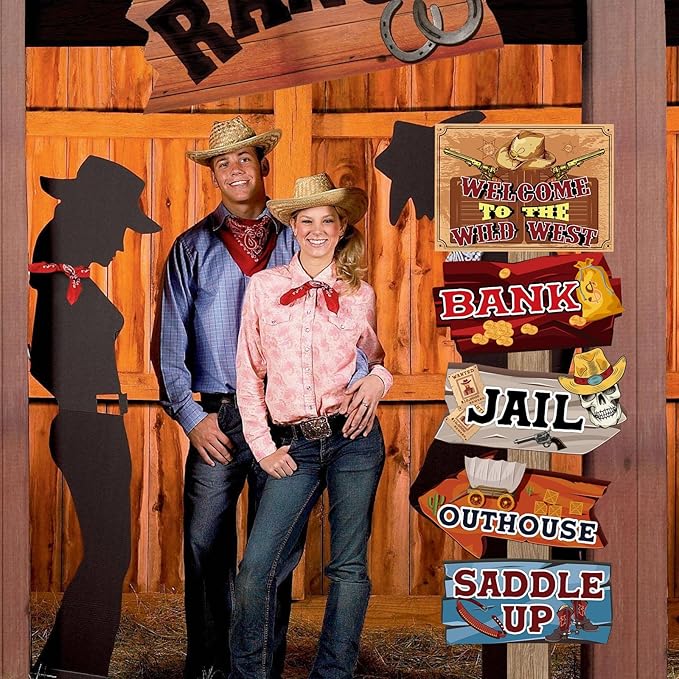 Hooqict Western Birthday Party Decorations 20 Pieces Cowboy Themed Party Signs Welcome To The Wild West Cutouts for Classroom Country Party Supplies