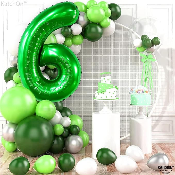 KatchOn, Giant Dark Green Number 6 Balloon - 40 Inch | 6 Birthday Balloon for 6th Birthday Decorations | 6 balloons for Birthday | Six Balloon Number | 6 Year Old balloon for 6 Year Decorations