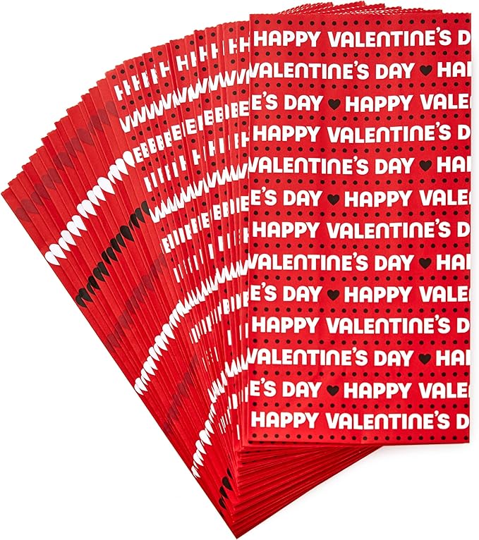 Hallmark Valentine's Day Paper Treat Sacks (30 Bags: Happy Valentine's Day, Hearts) for Classroom Parties, Valentines, Kids, Coworkers