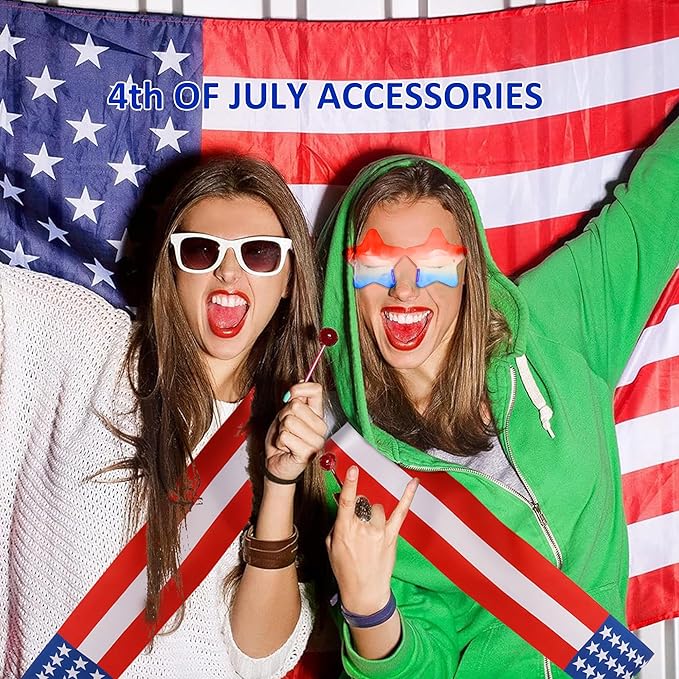 Red White and Blue Decorations American Flag Sash and Star Sunglasses Sets Costume 4th of July Decorations Party in The Usa Cowboy Sash Us Citizenship Gifts Party Favors