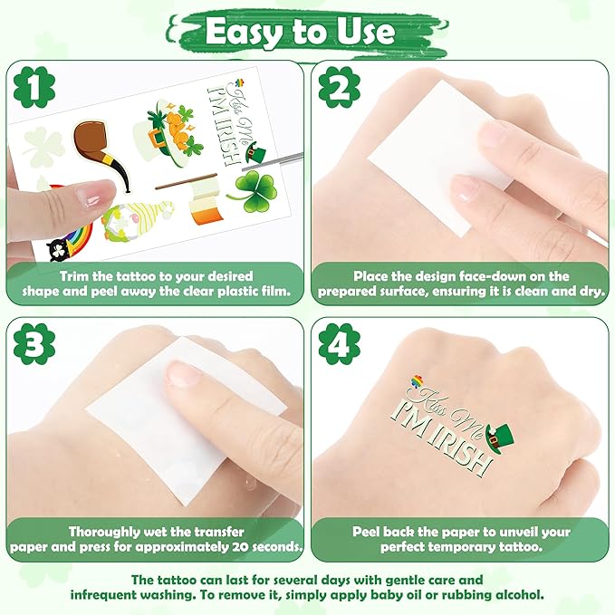99 Pcs St Patricks Day Tattoos, 12 Sheet Luminous St Pattys Tattoos Saint Clover Accessories Temporary Tattoos Glow in the Dark Irish Shamrocks Decorations for Home Saint Patricks Gifts