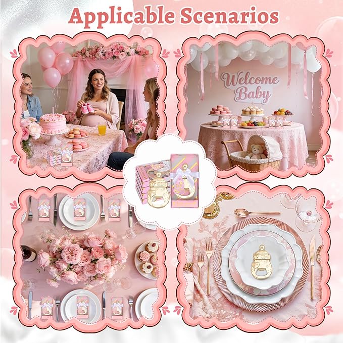 24 Pcs New Pink Baby Bottle Openers for Baby Shower Favors Party Return Gifts for Guests,Baby Girl Shower Party Decorations or Souvenirs Even Game Prizes