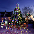 PUHONG Color Changing Christmas Lights, 4 in1 Outdoor Star String Lights, 320 LED Christmas Decoration Lights [11 Modes & Waterproof & Remote] for Halloween Xmas New Year Holiday (Warm+Multicolor)