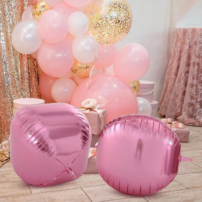 3 Pcs 32 Inch 4d Round Ball Balloons Holographic Balloons for Spring, Foil Rainbow Decor for Under The Sea Mermaid Groovy Party, Stage, Valentines Day, Wedding, Birthday Party(Pink)