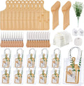 Baby Shower Prizes for Game Winners Bamboo Cheese Board Spoon Fork Butter Spreaders Plaid Towel Thank You Card and Gift Bags for Baby Shower Wedding Bridal Shower Favors (Bamboo, 10 Sets)