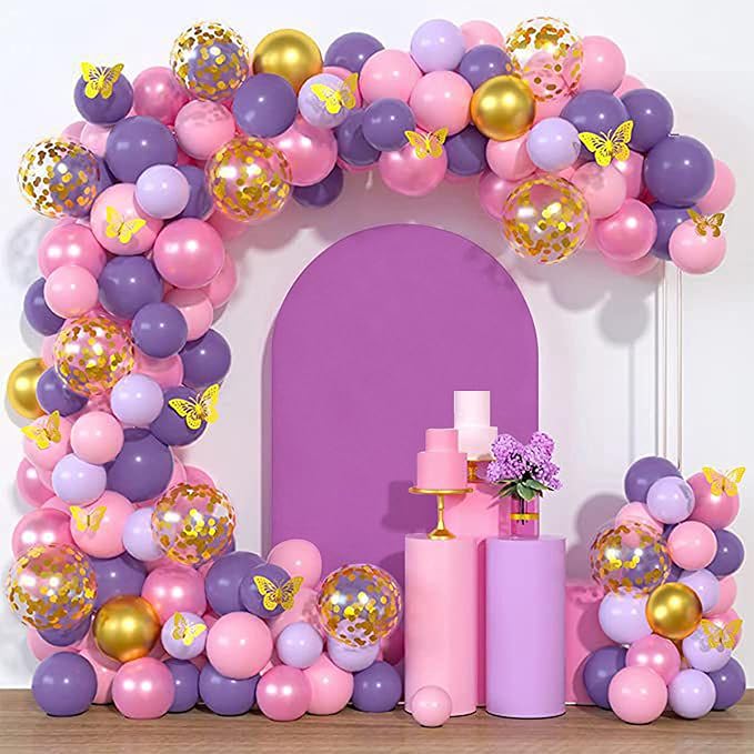 Arch Covers,Arch Backdrop Stand Fitted Cover for Wedding Birthday Party Ceremony Banquet Decoration(7.2FT&6.6FT&6FT,Lilac,Cover Only)