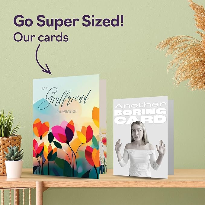 Girlfriend Birthday Card - Vibrant Summer Flowers - Vivid Happy Birthday Card for Girlfriend from Partner Boyfriend, A5 Female Floral Bday Golden Greeting Cards