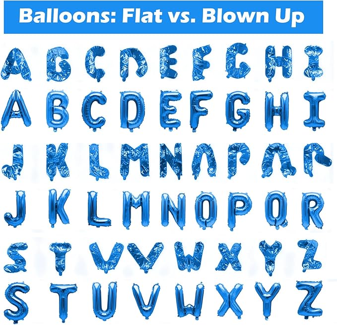 98 Pcs Blue Letter Balloons, Custom 3 Set A-Z Set for Personalizing Names & Phrases Party Supplies Banners - with 1 Set AEOLMPRST 20Pcs for Wedding/Birthdays/Annivs/Grads Party Banner Custom Phrase