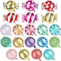 Fowecelt 100 Pcs Sweet Candy Balloons 18" Round Lollipop Aluminum Foil Balloons Helium Floating Mylar Balloon for Kids Girl Candy themed Party Decorations Birthday Wedding Party Supplies