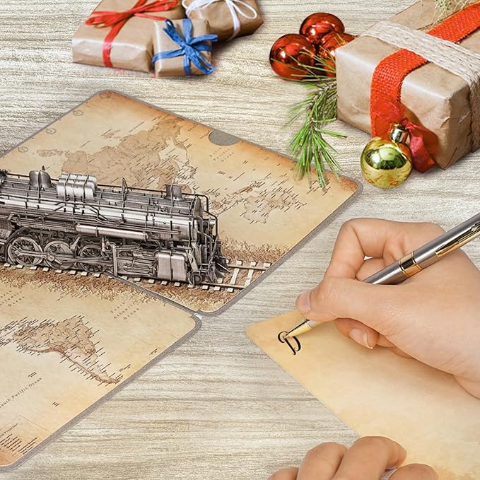 Steam Train 3D Pop Up Birthday Card for Men, Vintage Steam Train Design, Handmade Birthday Card, Ideal Gift for Father's Day, Birthday for Dad, Grandad, Husband, Men, Boyfriend, Adults; 6" x 8"