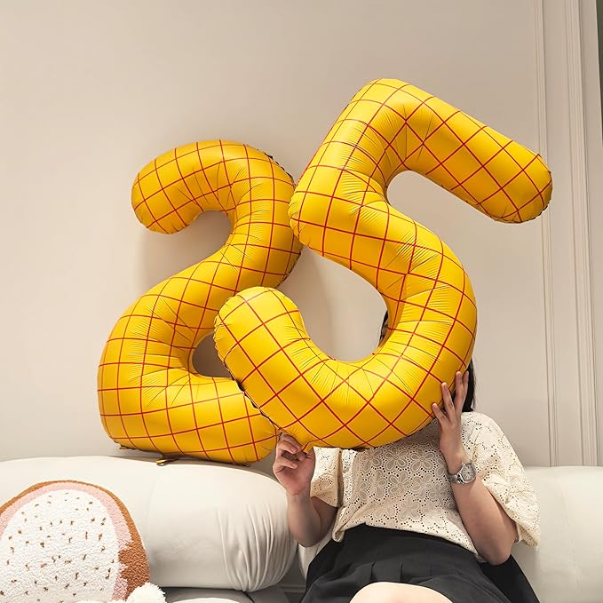 40-Inch Large Number Balloon Toy Inspired Story Matte Yellow Birthday Balloon Western Rodeo Party Supplies Boy Girl Story Anniversary Kids Birthday Party Cowboy Farm Themed Baby Welcome Decorations