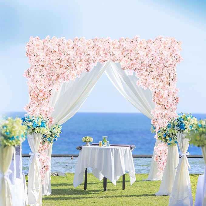 Sggvecsy Cherry Blossom Garland Artificial Cherry Flower Vines 10 Pack Hanging Silk Flowers Garland for Home Wedding Garden Party Arch Office Decor (Pink)