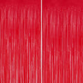 2 Pack Foil Fringe Backdrop - Pastel Red Shiny Tinsel Curtains for Party Decoration/Photo Booth Props - 3.3x6.6 FT Metallic Foil Backdrop for Birthday, Wedding, Graduation, Christmas.