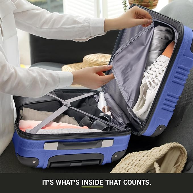 Kenneth Cole REACTION Out of Bounds Lightweight Hardshell 4-Wheel Spinner Luggage, Cobalt Blue, 2-Piece Set (20" & 28")