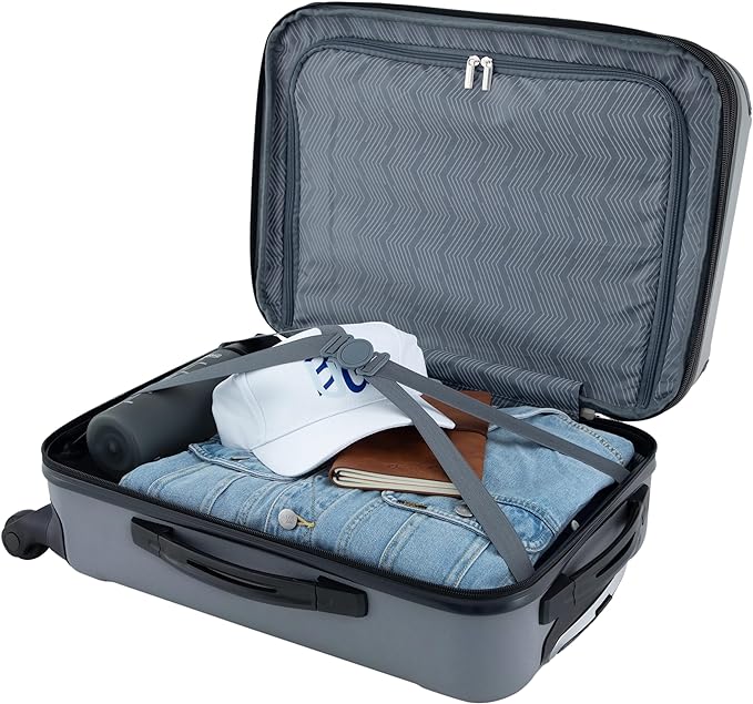 Travelers Club Chicago Hardside Expandable Spinner Luggage, Charcoal, 20"(22in with wheels) Carry-On
