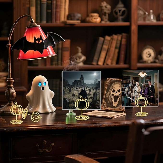 Picture Holders for Tables,32Pcs Pumpkin Photo Stands,Table Number Holders,Place Card Holders,Buffet Labels for Food,Wire Cards Stand Name Menu Clips,Photo Holders for Centerpieces,Halloween Party