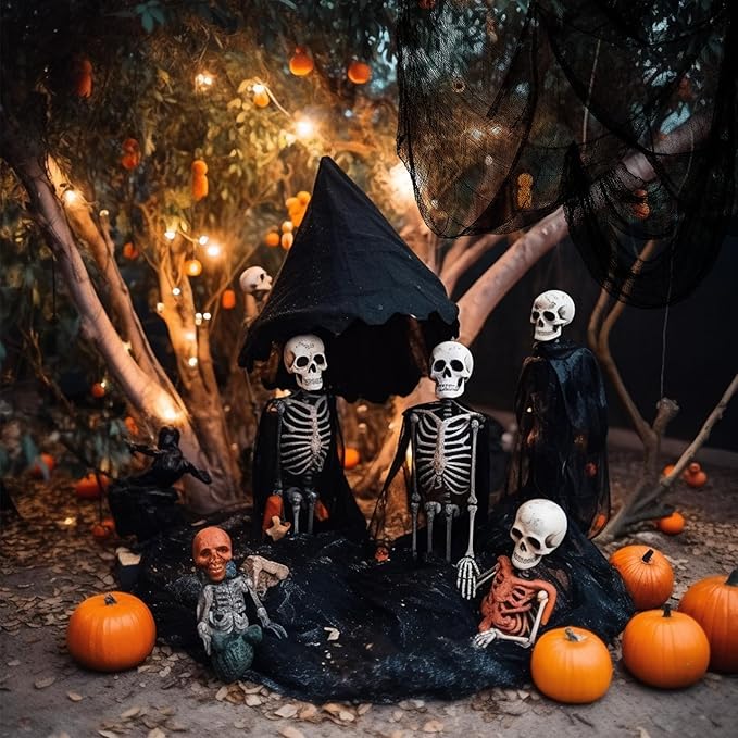 AURUZA Creepy and Spooky Halloween Decorations for Outdoor Party (6pcs Black, 30 x 72 inch)