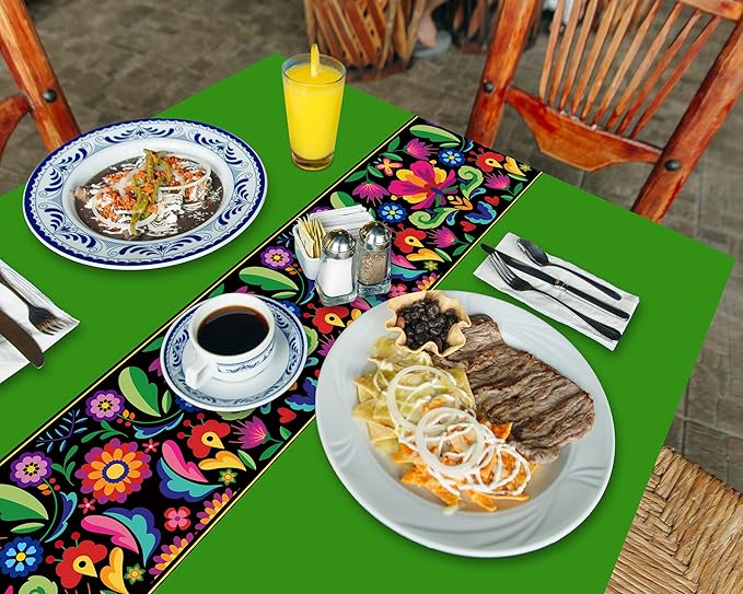 Oudain 12 Pcs Fiesta Tablecloth 108 x 54 Inch Plastic Tablecover Mexican Waterproof Tablecloth Disposable Table Cover for Taco Night Festive Mexican Fiesta Wedding Party Decoration (Colorful)