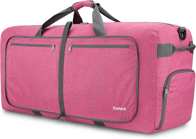 Gonex 40L 60L 80L 100L 150L Large Foldable Travel Duffle Bag with Shoes Compartment, Packable Lightweight Water Repellent Duffel Bag for Camping Gym Weekender Bag
