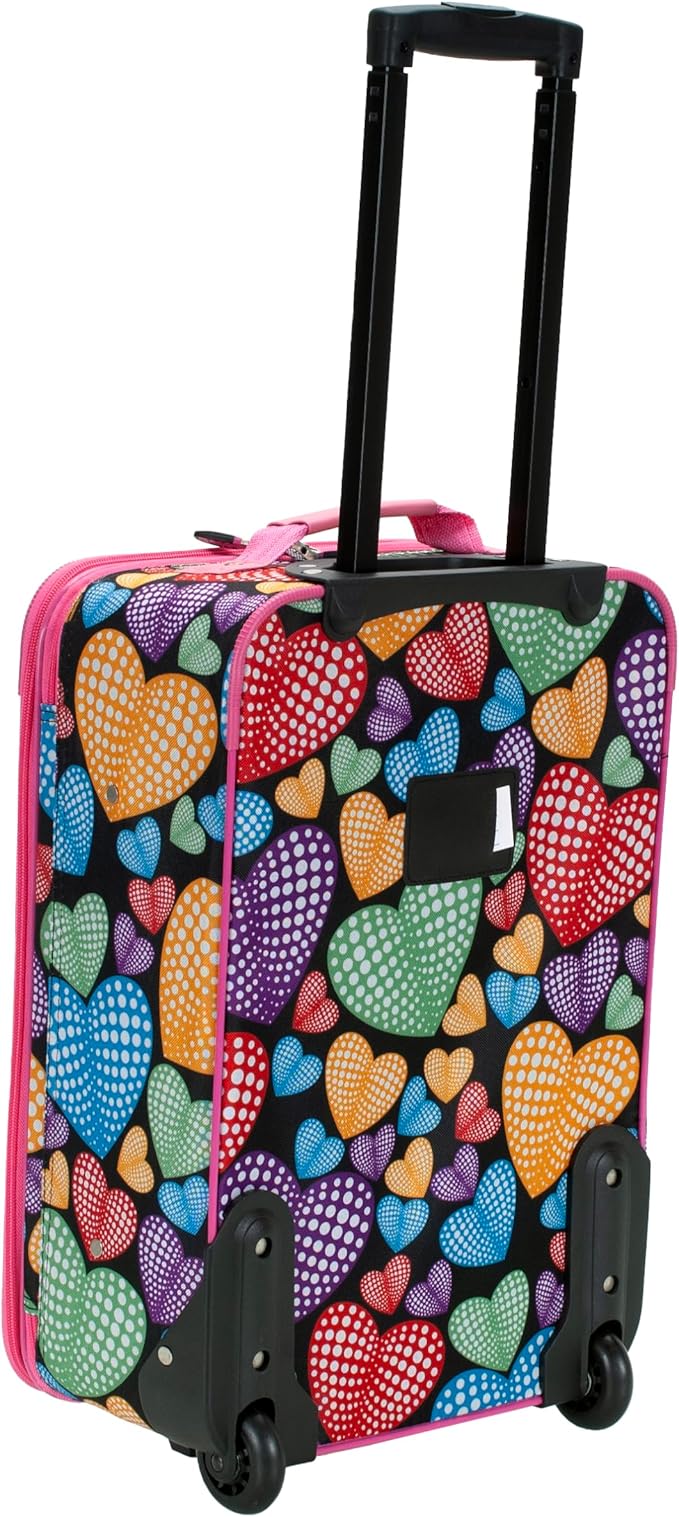 Rockland Fashion Softside 2 Piece Luggage Set, Expandable, (14" Tote/19" Upright), New Heart