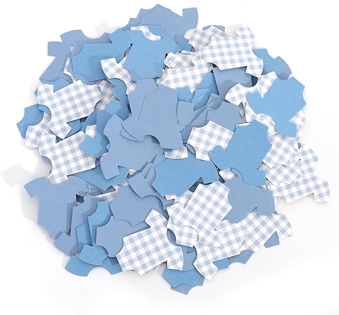 Blue Bodysuit Confetti - Blue Gingham Baby Shower Confetti,Baby Shower Decoration,Boy/Girl Onsie Decor (blue-1)