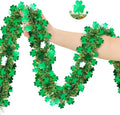 50FT St Patrick's Day Tinsel Garland, Green Gold Shamrock Clover Garland, Shiny Metallic Hanging Shamrock Streamer St Patricks Day Decorations Irish Decor