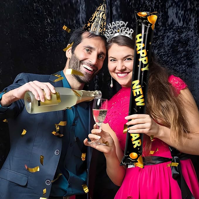 New Years Eve Party Supplies 2026 64PCS Happy New Years Decoration Hats Headband for 2026 Party Props Festival Decorations Count Down NYE Party Supplies Favors (Black-1)