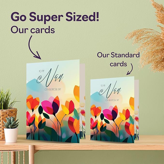 Nan Birthday Card - Vibrant Summer Flowers - Vivid Happy Birthday Card for Nan from Granddaughter Grandson, 5x7 Inch Female Floral Bday Golden Greeting Cards