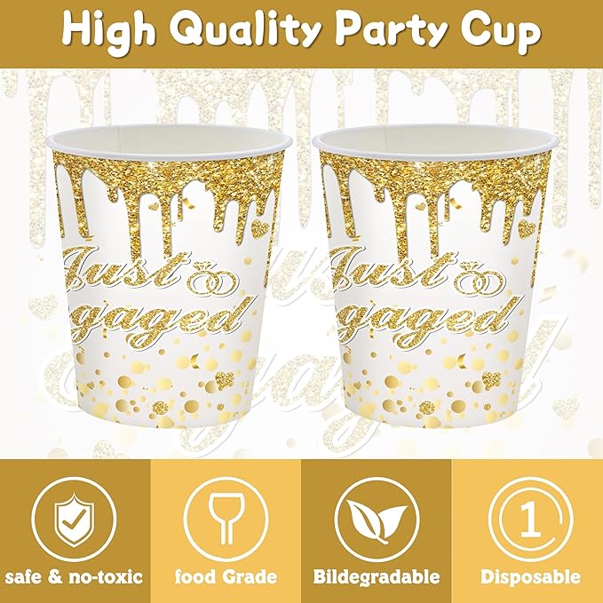 140Pcs Engagement Party Decorations He Asked She Said Yes Decorations Happy Engagement Plates and Napkins Tableware Set Wedding Proposal Decor Serves 20 Guests