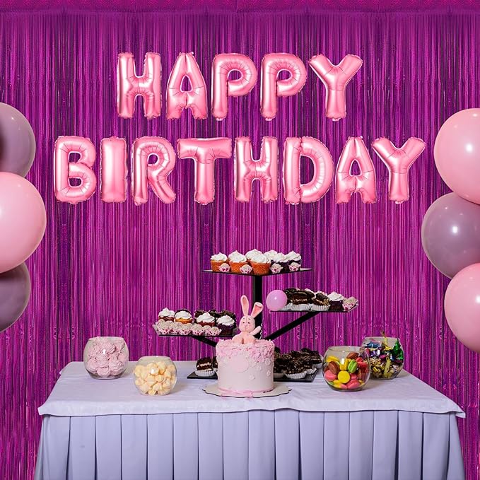 2 Pack 3.3 x 8.2 ft Tinsel Foil Fringe Curtain Backdrop, Upgraded Purple Glitter Metallic Streamers Backdrop Curtains for Birthday, Mermaid, Butterfly, Star, Space Galaxy Themed Party Decorations