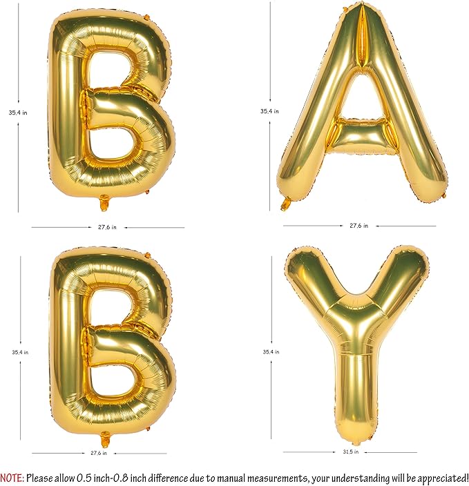 Letter Balloons 40 Inch Giant Jumbo Helium Foil Mylar for Party Decorations Gold BABY