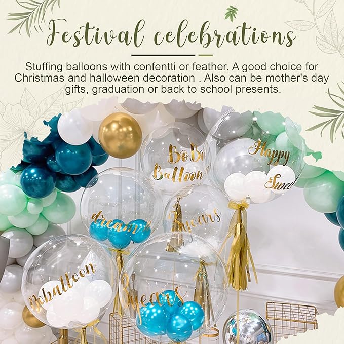 Sumind 40 Pcs Bobo Balloons Clear Balloons for Stuffing Bubble Transparente Burbuja for Valentines Christmas Wedding Birthday Party Decoration (36 Inch)