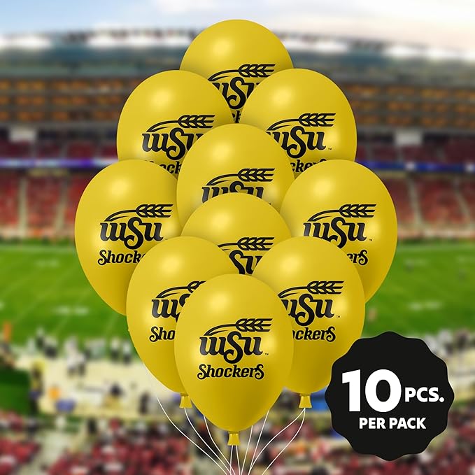 Wichita State Shockers Balloons 10 Pack 11" Official Licensed Logos, Helium Quality Latex Balloons, Perfect for College Football Team Celebration, Decorated Front and Back by Westrick