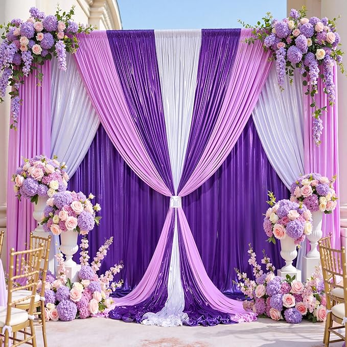 10x10 Wrinkle Free Purple Sequin Backdrop Curtain for Parties-Thick Not Fall-Off Glitter Backdrop Drapes-2 Panels 5x10ft Shimmer Photo Back Drop Cloth for Wedding Birthday Photography Background