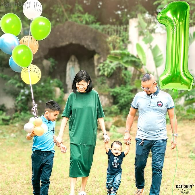 KatchOn, Light Green Number 1 Balloon - 40 Inch | Mylar Foil Balloon For 1st Happy Birthday Decorations | Green Number 1 Balloon For 1st Anniversary Decorations | Green Birthday Party Decoration