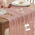 IVAPUPU 6 Pcs Cheesecloth Table Runner - 10ft Dusty Pink Easter Spring Boho Gauze Cheese Cloth Table Runners for Baby Shower Decoration Wedding Party Summer Garden Farmhouse Decor