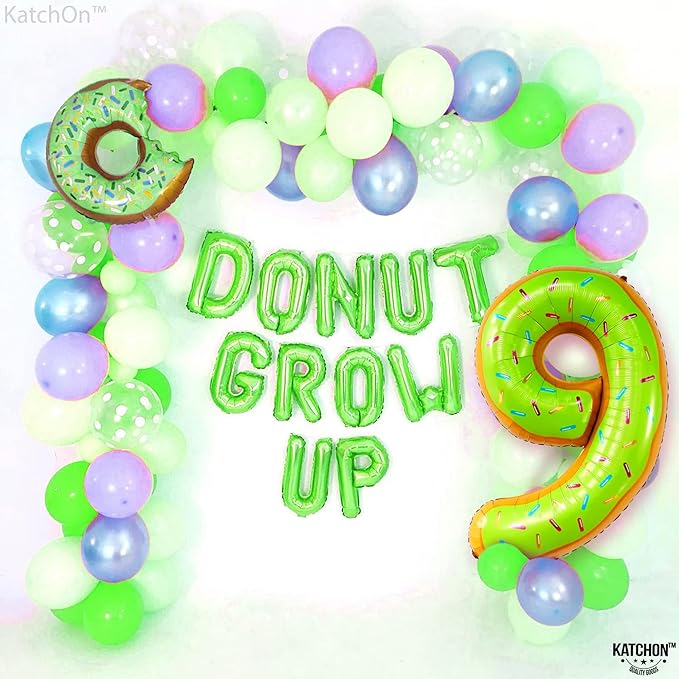 KatchOn, Huge Number 9 Donut Balloon - 40 Inch | Foil 9 Birthday Balloon for 9th Birthday Decorations | 9th Anniversary Decoration | Donut Birthday Party Decorations